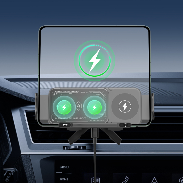 ESEEKGO CH-08 Folding Screen Wireless Charging Rotating Car Stand