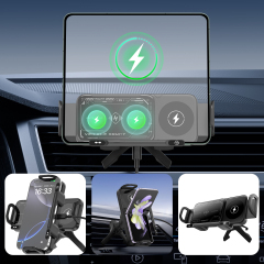 ESEEKGO CH-08 Folding Screen Wireless Charging Rotating Car Stand