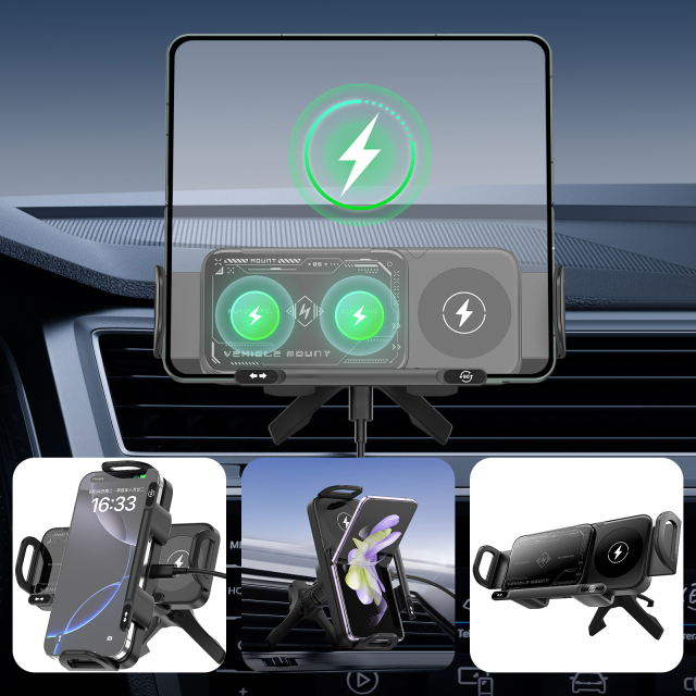 ESEEKGO CH-08 Folding Screen Wireless Charging Rotating Car Stand