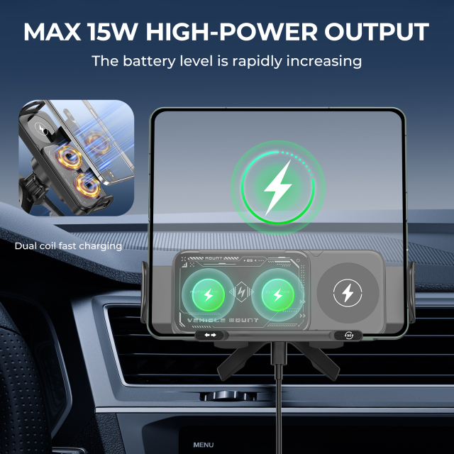 ESEEKGO CH-08 Folding Screen Wireless Charging Rotating Car Stand