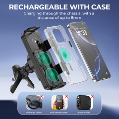 ESEEKGO CH-08 Folding Screen Wireless Charging Rotating Car Stand