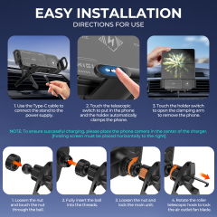 ESEEKGO CH-08 Folding Screen Wireless Charging Rotating Car Stand