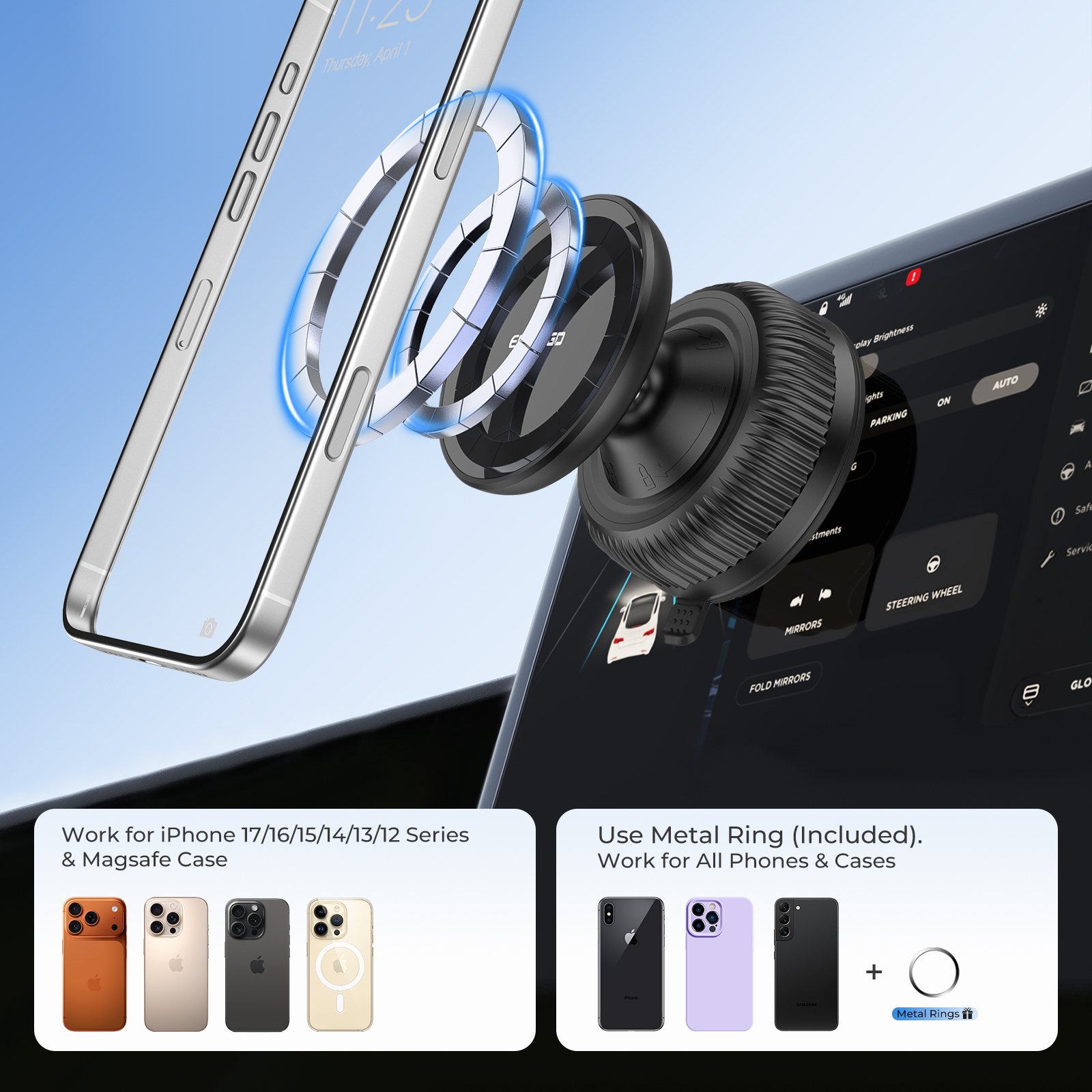 ESEEKGO CH-07 Vacuum car phone holder
