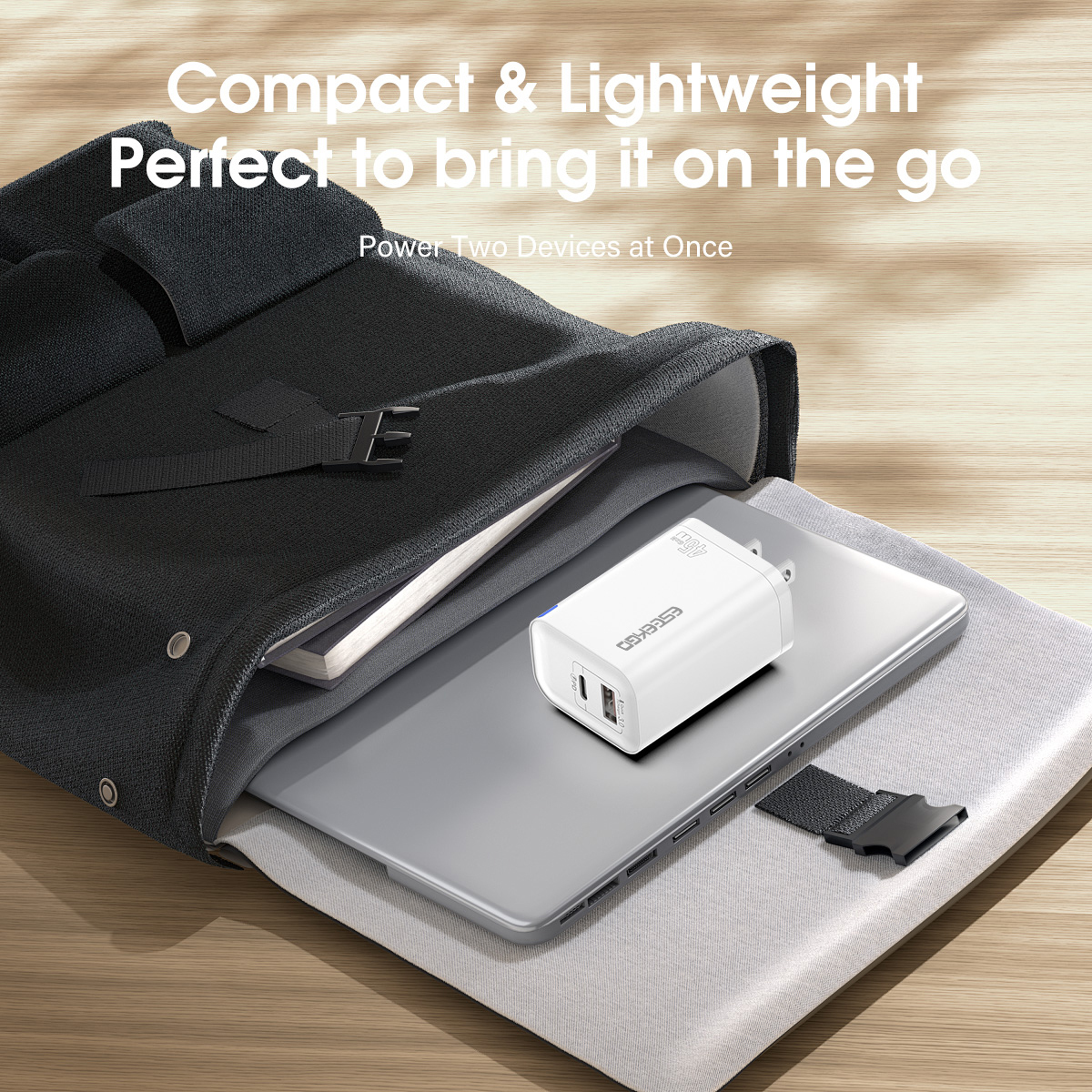 ESEEKGO T-45UB QC3.0 GaN PD45W Dual Ports Travel Charger