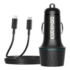 ESEEKGO CC-52C 52.5W QC22.5W+PD30W Car Charger With 3.3FT Type-C To Type-C Charging Cable