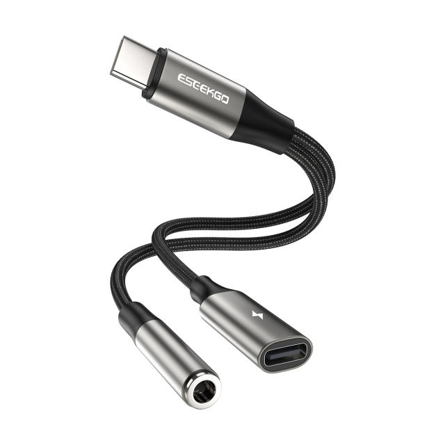 ESEEKGO ES-15C 2 In 1 Type-C to Type-C+3.5mm Audio Adapter
