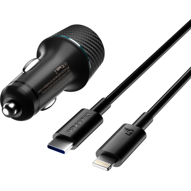 ESEEKGO CC-52L 52.5W QC22.5W+PD30W Car Charger With 3.3FT Type-C To Lightning Charging Cable