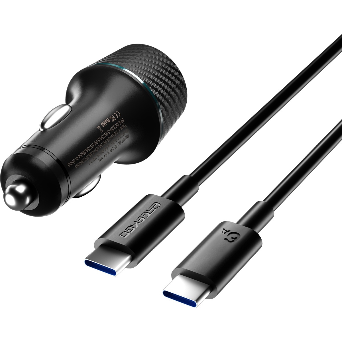 ESEEKGO CC-52C 52.5W QC22.5W+PD30W Car Charger With 3.3FT Type-C To Type-C Charging Cable