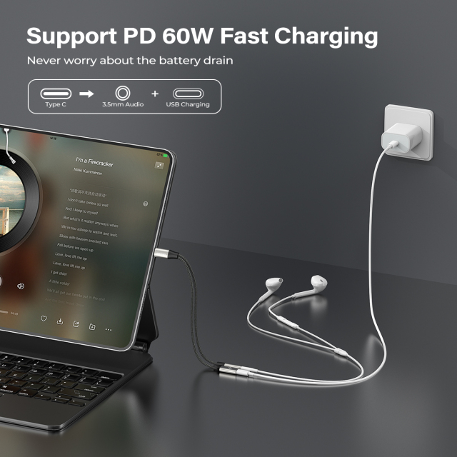 ESEEKGO ES-15C 2 In 1 Type-C to Type-C+3.5mm Audio Adapter