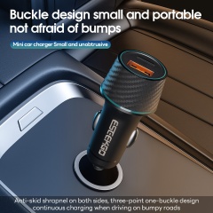 ESEEKGO CC-52C 52.5W QC22.5W+PD30W Car Charger With 3.3FT Type-C To Type-C Charging Cable