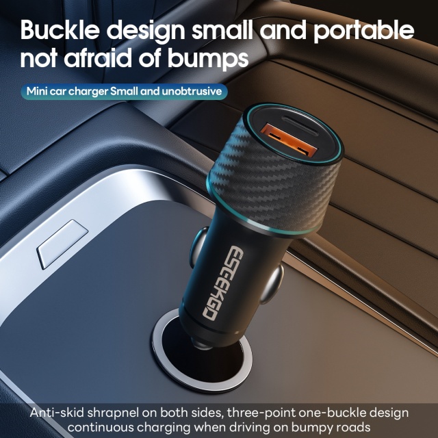 ESEEKGO CC-52C 52.5W QC22.5W+PD30W Car Charger With 3.3FT Type-C To Type-C Charging Cable