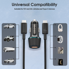 ESEEKGO CC-52C 52.5W QC22.5W+PD30W Car Charger With 3.3FT Type-C To Type-C Charging Cable