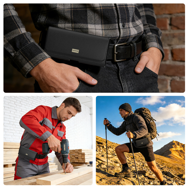 ESEEKGO PO-H1-XL Universal Magnetic Leather Phone Pouch