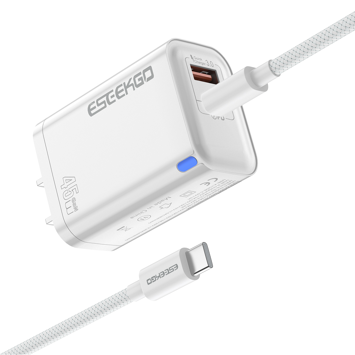 ESEEKGO T-45UC PD45W GaN Dual Ports Smart Charger Set