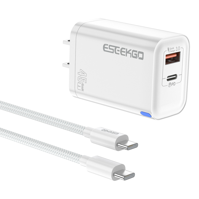 ESEEKGO T-45UC PD45W GaN Dual Ports Smart Charger Set