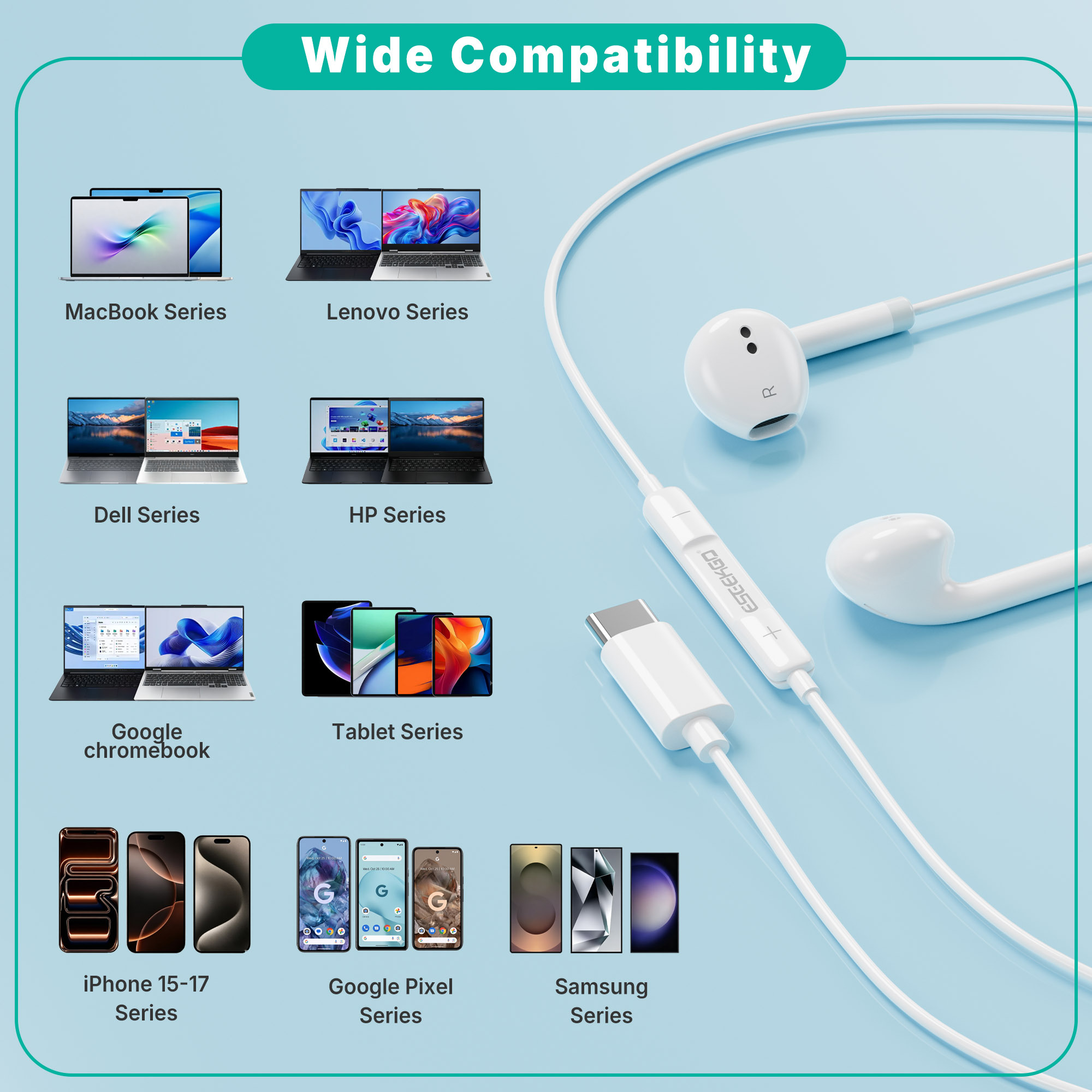 ESEEKGO E-10C Type-C Stereo Wired Earbuds