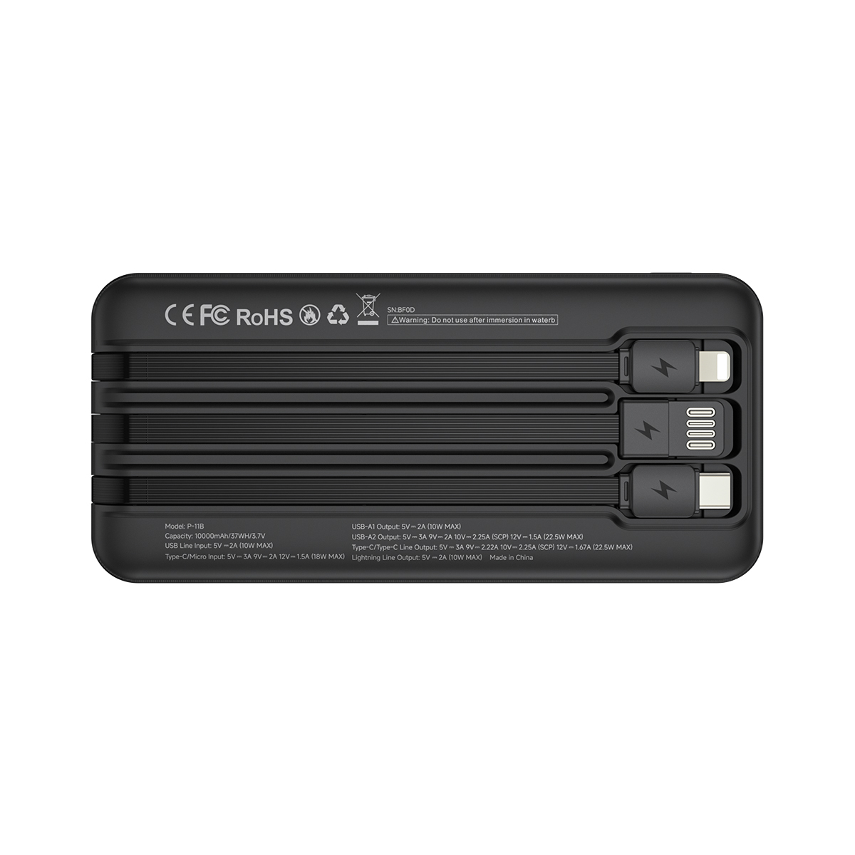 ESEEKGO P-11B PD20W+22.5W 10000 mAh Power Bank With Built-in 3 Cables