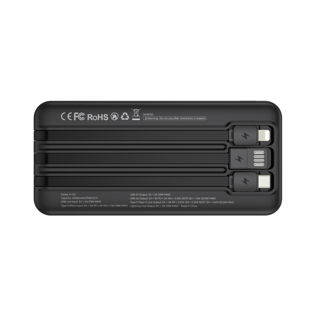 ESEEKGO P-11B PD20W+22.5W 10000 mAh Power Bank With Built-in 3 Cables