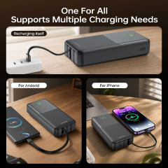 ESEEKGO P-21B PD20W+22.5W 20000 mAh Power Bank With Built-in 3 Cables