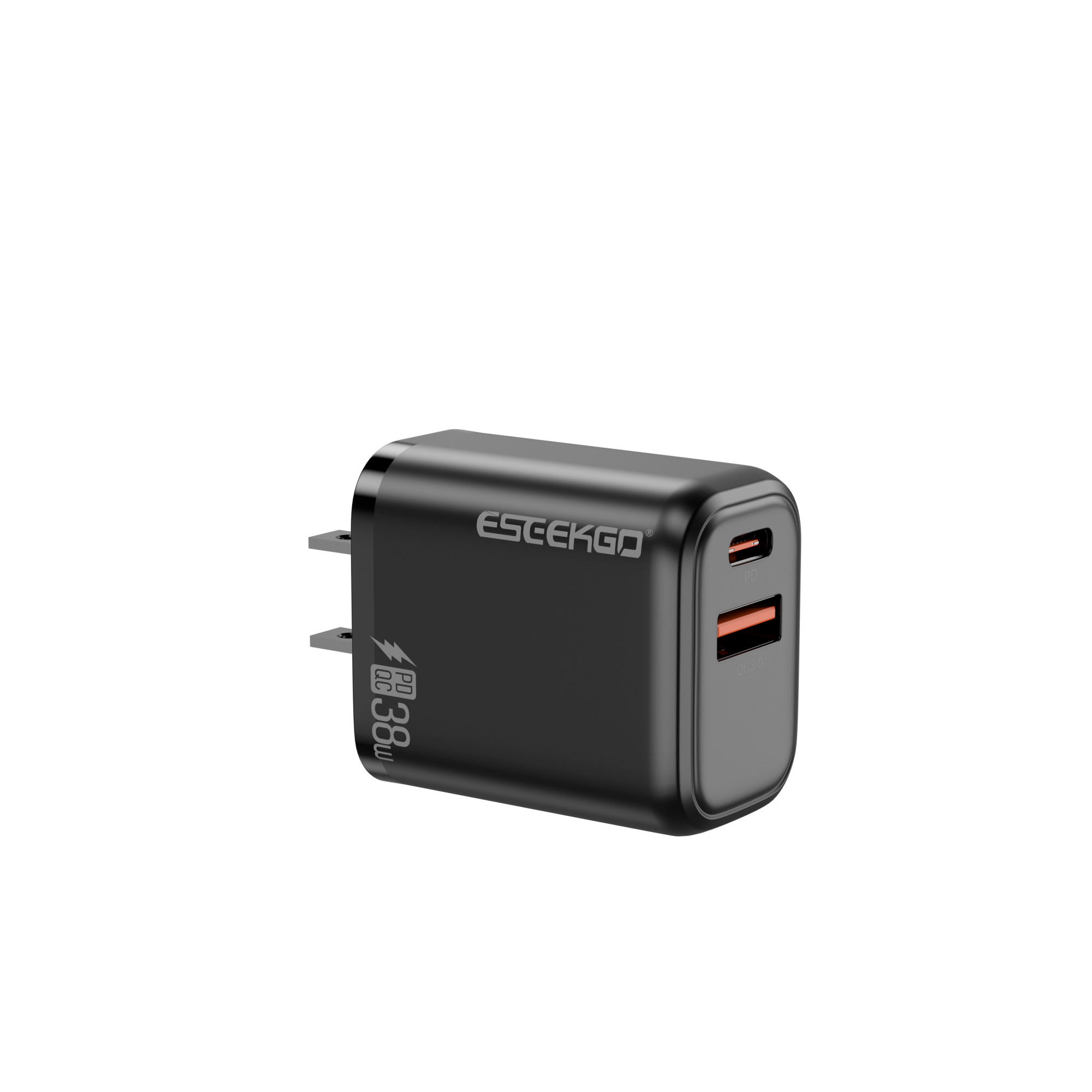 ESEEKGO T-35B 3.0A 38W QC3.0 USB A + Type-C Travel Adapter