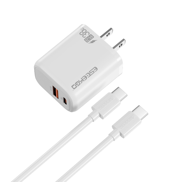 ESEEKGO T-35WC 3.0A 38W QC3.0 A+C Travel Adapter with C-C 60W 3.3FT Data Cable