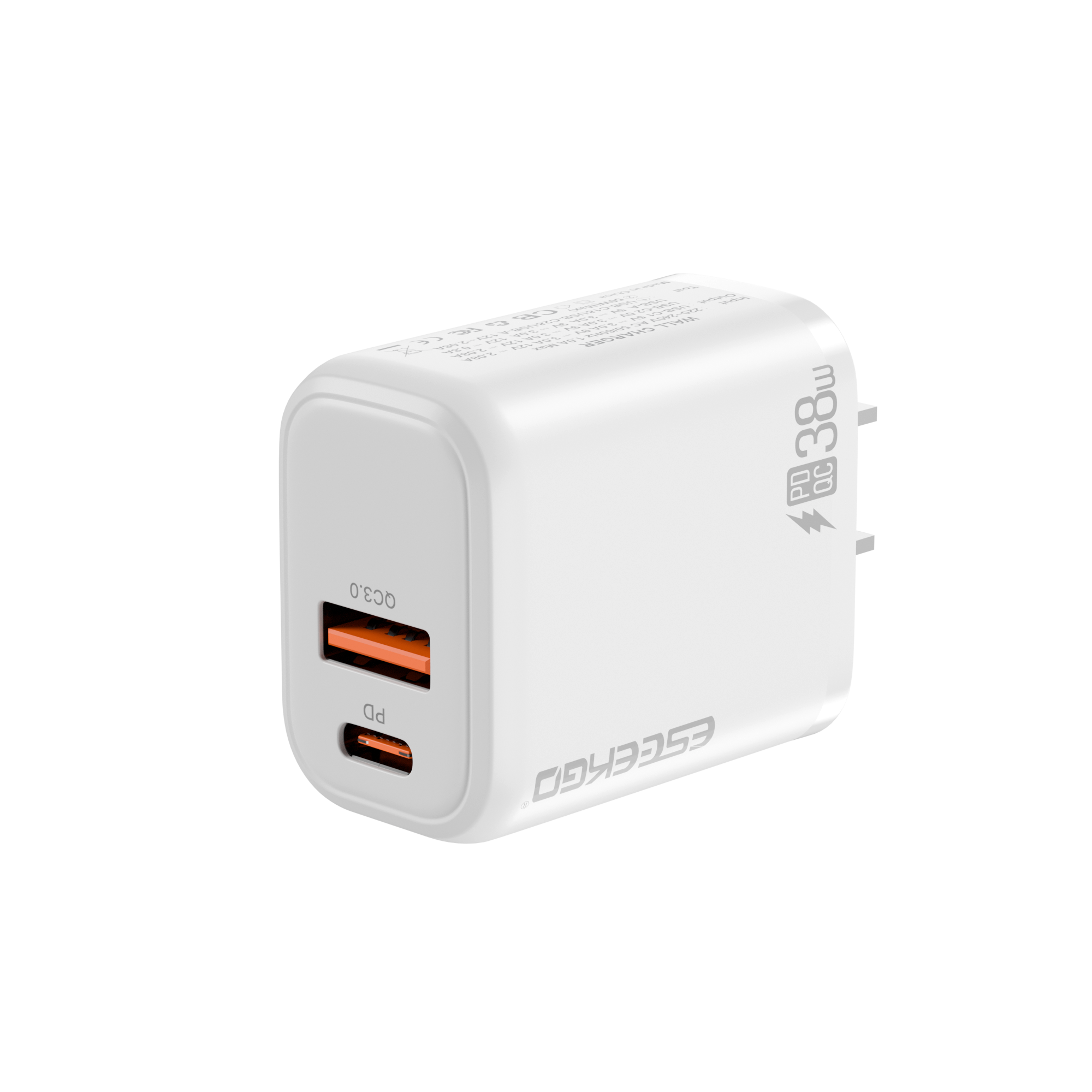 ESEEKGO T-35W 3.0A 38W QC3.0 USB A + Type-C Travel Adapter