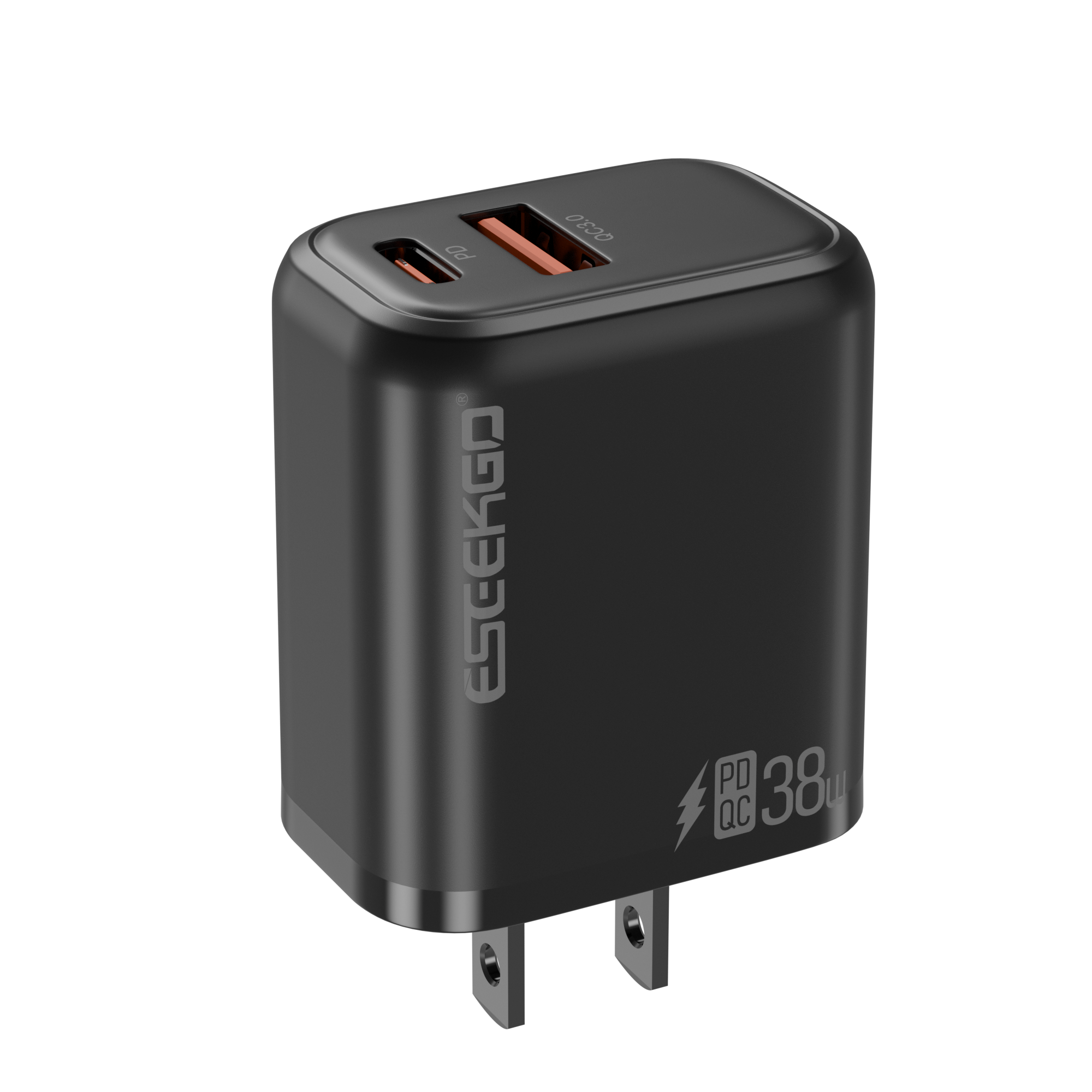 ESEEKGO T-35B 3.0A 38W QC3.0 USB A + Type-C Travel Adapter