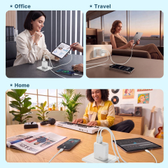 ESEEKGO T-35WC 3.0A 38W QC3.0 A+C Travel Adapter with C-C 60W 3.3FT Data Cable
