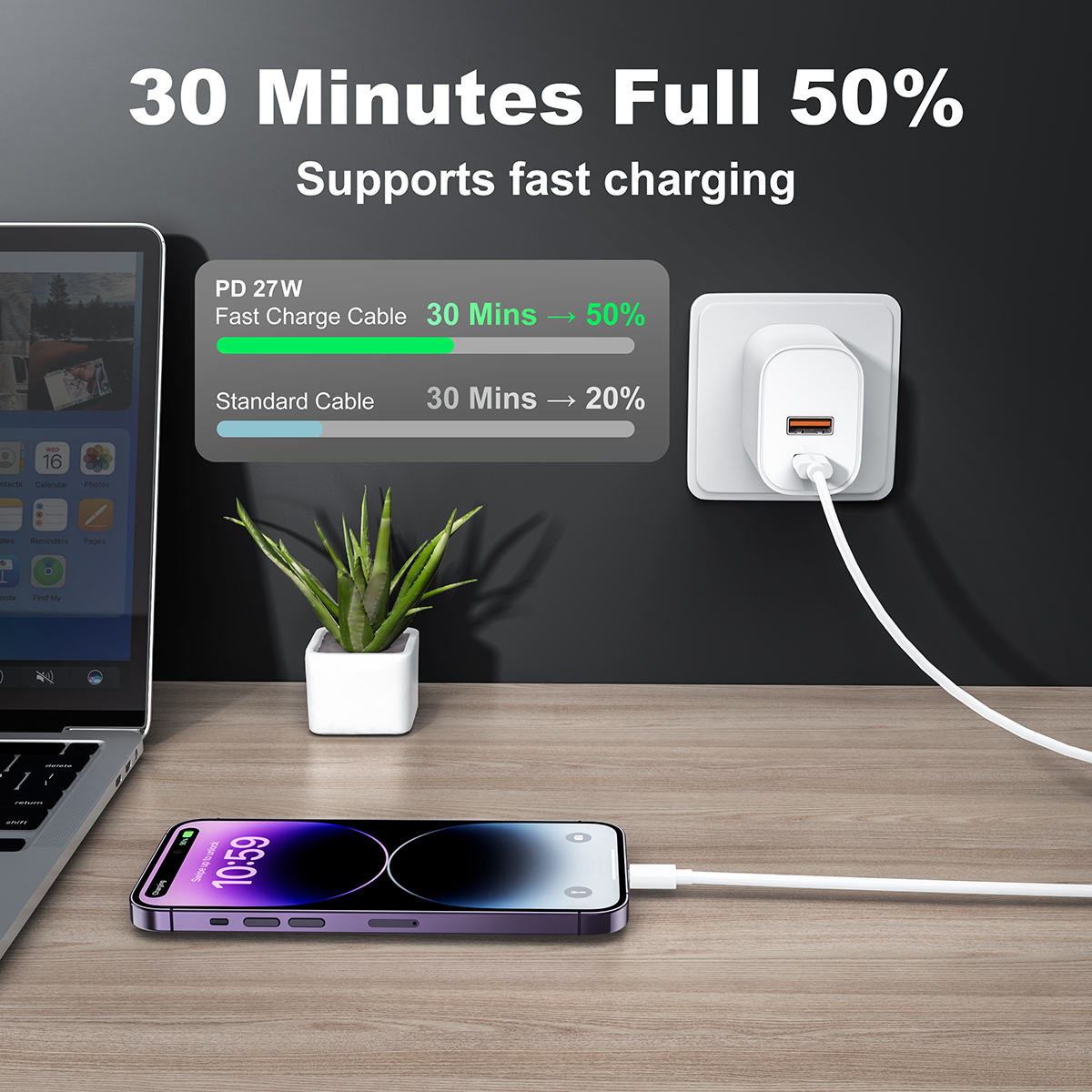 ESEEKGO G-04AW 3.0A 3.3FT Type-C to 8PIN Charging Data Cable