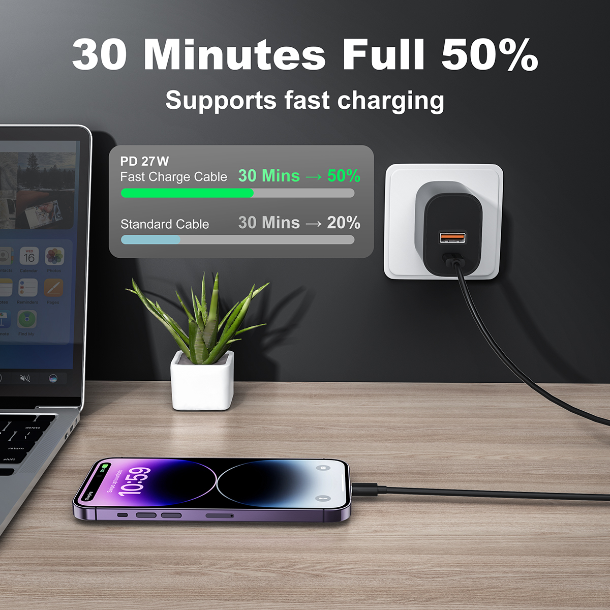 ESEEKGO G-04AB 3.0A 3.3FT Type-C to 8PIN Charging Data Cable