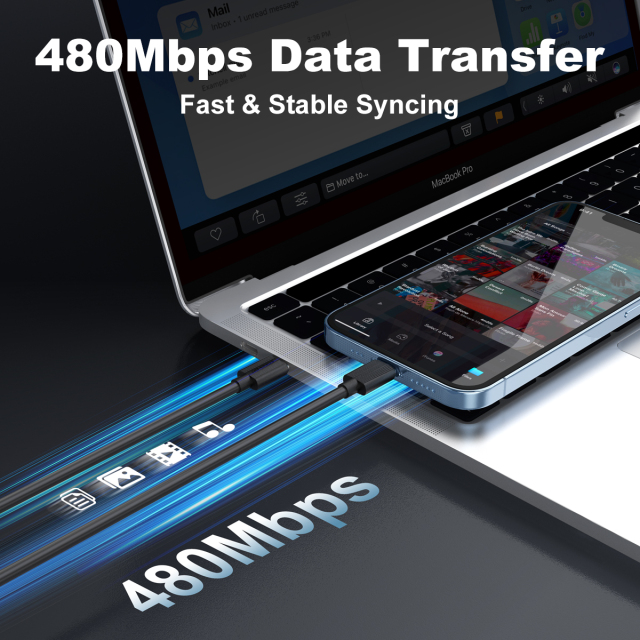 ESEEKGO G-04AB 3.0A 3.3FT Type-C to 8PIN Charging Data Cable