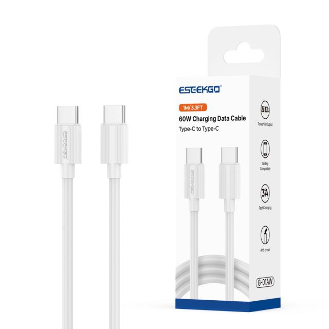 ESEEKGO G-01AW 3.0A 3.3FT Type-C to Type-C Charging Data Cable