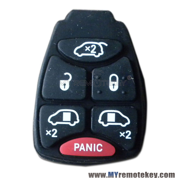 Rubber button pad for Chrysler Dodge Jeep remote key 5 button with panic
