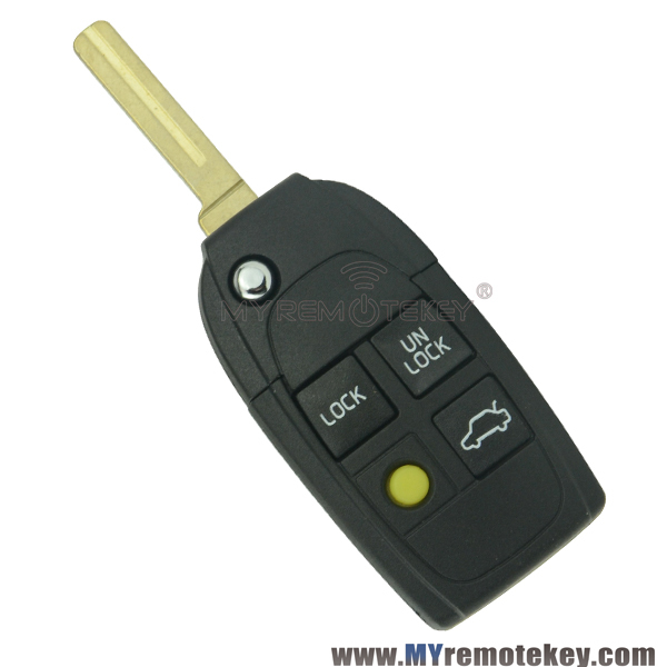 Refit flip key shell case 4 button for Volvo S80 V40 V70