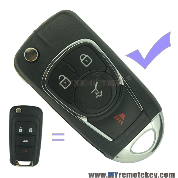 Refit flip remote car key case shell for Buick 4 button