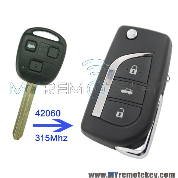 Flip remote car key 3 button for Toyota 42060 315mhz