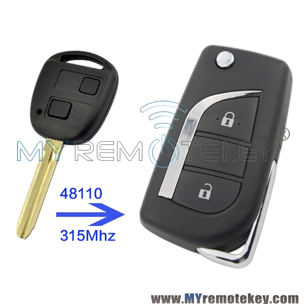 Flip remote car key 2 button for Toyota 315mhz 48110