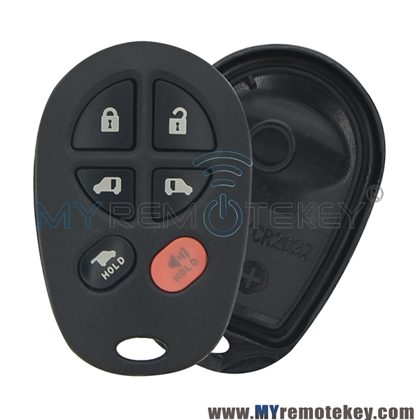 GQ43VT20T Remote fob case 6 button for Toyota Sienna 2005 2006 2007 2008 2009 89742-AE050