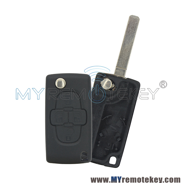 For Peugeot Citroen flip remote key case  4 button HU83