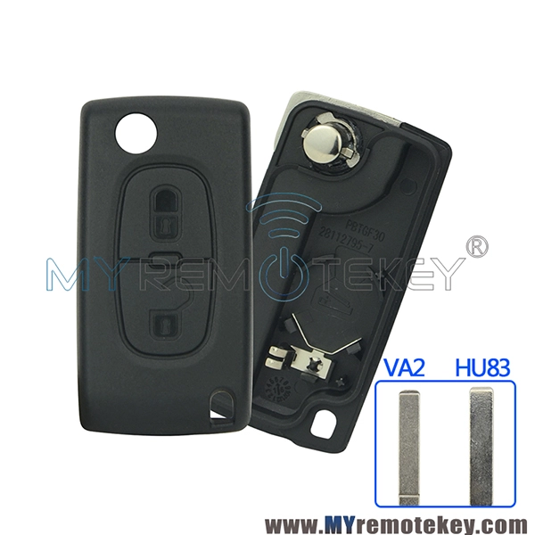 CE0536 Flip remote key shell case for Citroen C2 C3 C4 C5 Peugeot 207 208 307 308 407 408 2 button VA2 HU83