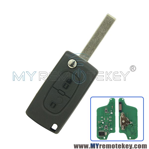 CE0523 Flip remote key for Citroen Peugeot 2 button 433mhz HU83 PCF7941 ASK electronic circuit board