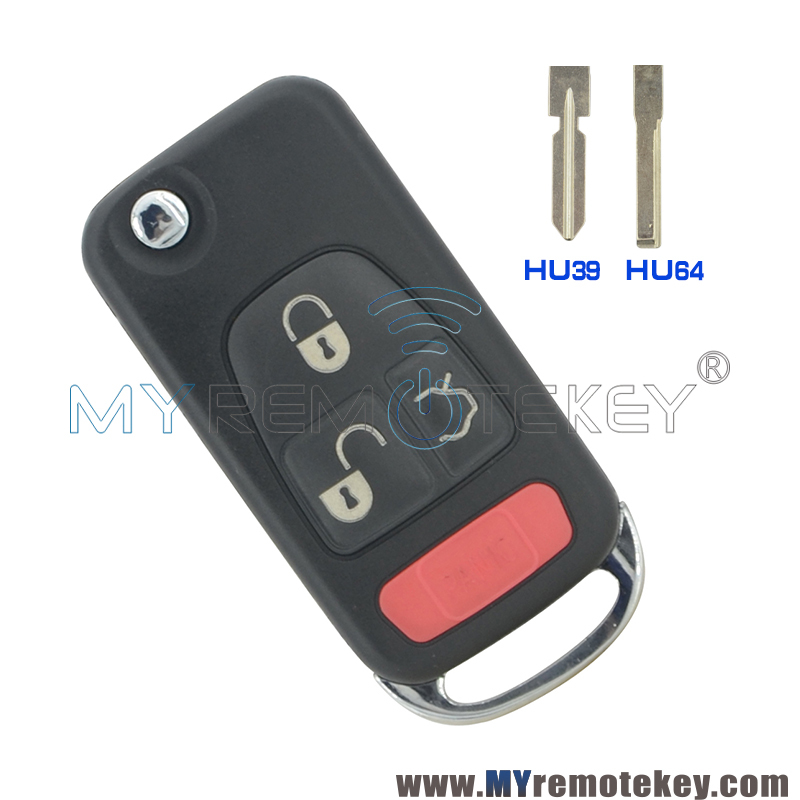 Flip key shell 3 button with panic HU39 HU64 for Mercedes Benz