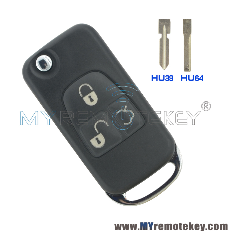 Flip key shell 3 button HU39  HU64 for Mercedes Benz