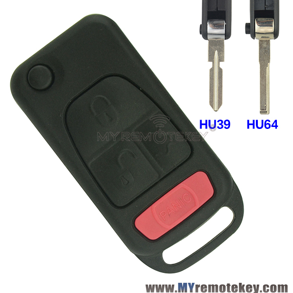 1 pack 4 button flip key remote shell for Mercedes Benz E S CL SL HU64