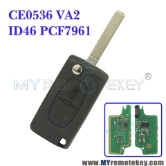 CE0536 Flip remote key for Citroen Peugeot 2 button 433mhz VA2 PCF7961 ASK FSK electronic circuit board