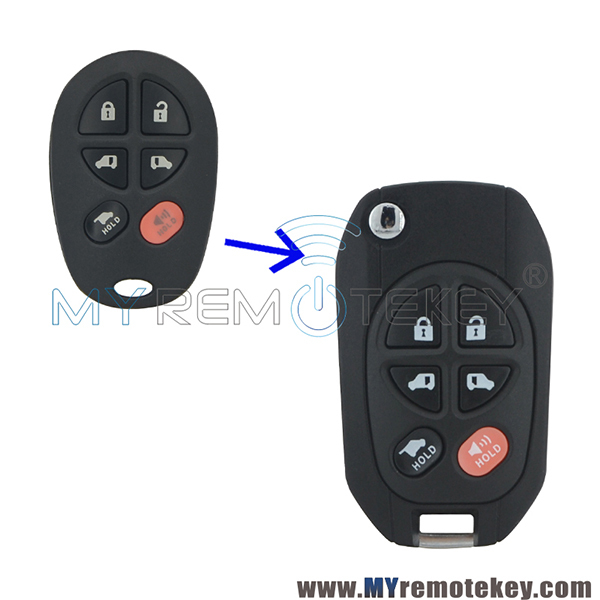 Modified flip key shell 6 button TOY43 blade for Toyota Sequoia remote key case