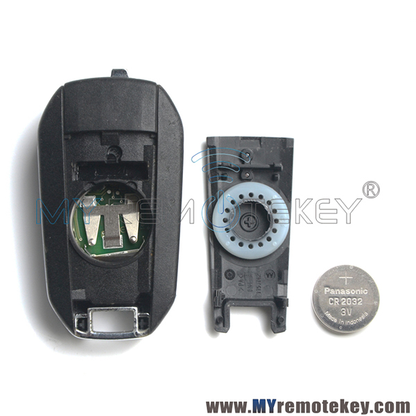 Flip key remote 3 button 433Mhz PCF7941 ID46 chip for Citroen C4 Cactus 2014-2017 PN 1612121480 / 1612121380 5FA010