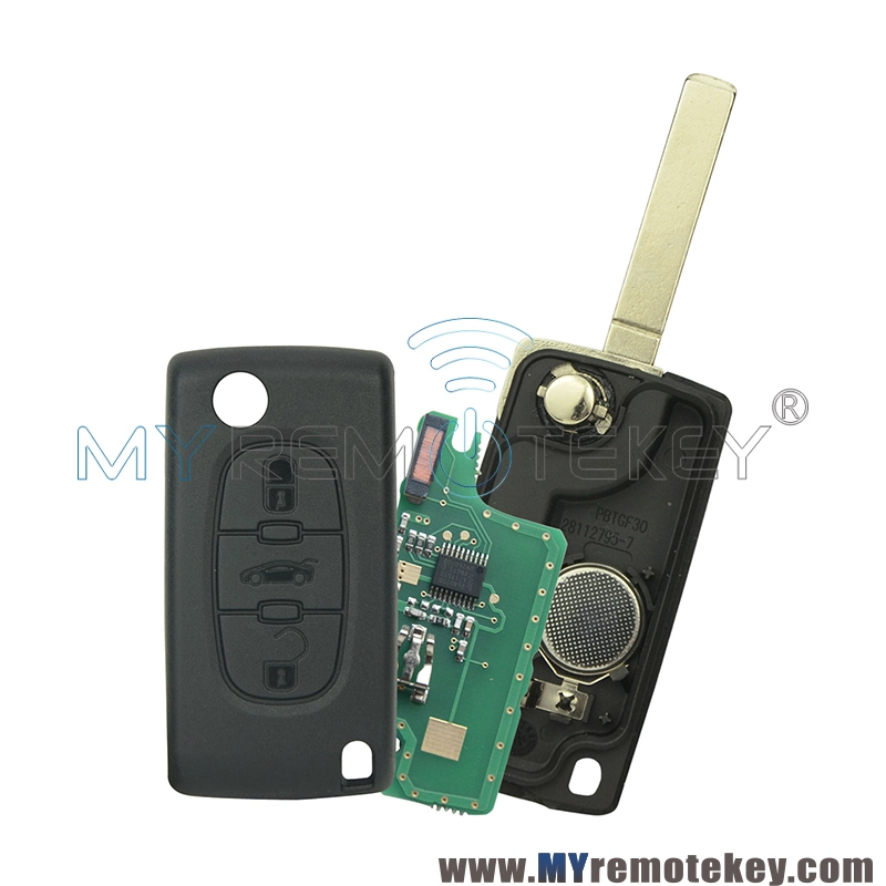 CE0536 Flip remote key for Citroen Peugeot 3 button 433 mhz VA2 PCF7961 ASK FSK electronic circuit board