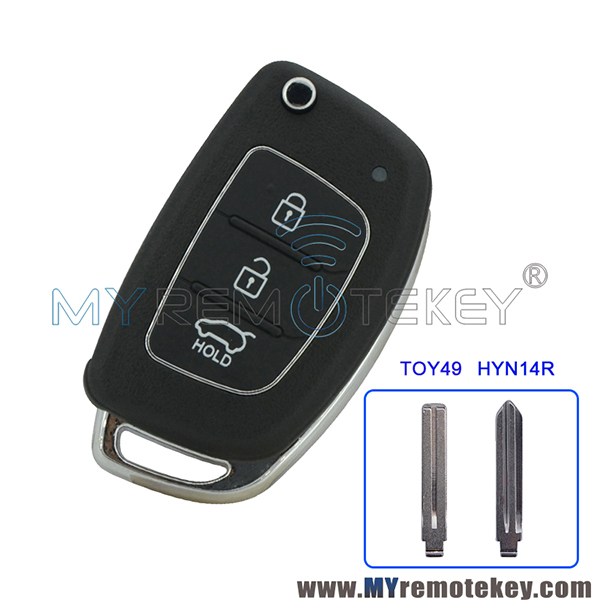 95430-2W400 Flip remote key shell 3 button for Hyundai Santa Fe 2012-2015