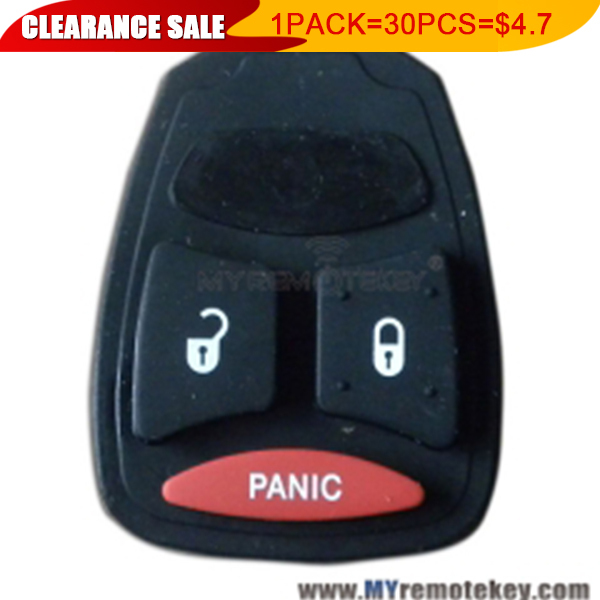 1 pack Rubber button pad for Chrysler Dodge Jeep remote key 2 button with panic